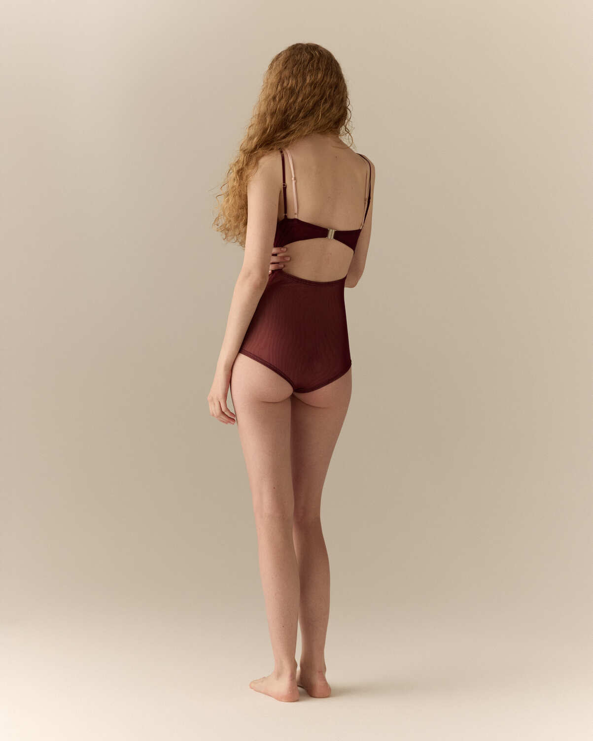 The Vino Cutout Mesh One-Piece Swimsuit | Bordeaux Blush